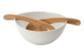 Typhoon Pure Collection Porcelain Salad Bowl & Wood Servers