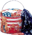 1/2 Gal Stars & Stripes Teddies Tin Pail with Lid