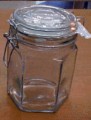 12 oz Hexagon Glass Jar Lock-Lid Hermetic Rubber Seal Bail Wire Swing Top