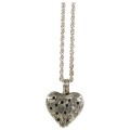 Heart Diffuser Necklace 24" Rhodium Chain