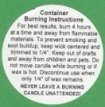 Container Candle Wax Warning/Burning Instructions Label Round 2" Dia 12-CT