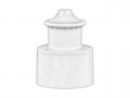 24/410 Plastic White Ribbed Dispensing Bottle Cap Push-Pull Style