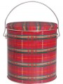 1 Gal New Red Plaid Metal Tin Pail with Lid & Swing Handle Size "8S"