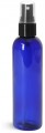 4 oz Blue PET Cosmo Round Bottles w/ Smooth Black Fine Mist Sprayer x 24