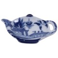 Tea Tidy Tea Pot-Shaped Drip Tray Blue Willow Porcelain Harold Import